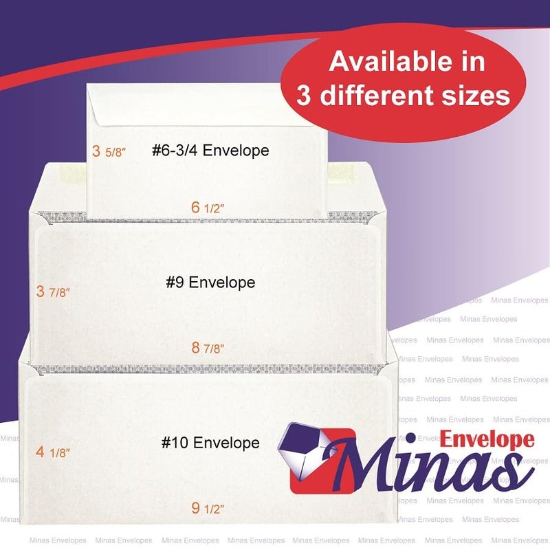 Minas Envelope 500 Minas Envelope - No. 9 Business Envelopes, Left Window, 3 7/8 x 8 7/8 Inches, 24lb White Paper with Blue Tint, Security Gum Flap, 500 Count, Made in USA, 500 Count - Image 3